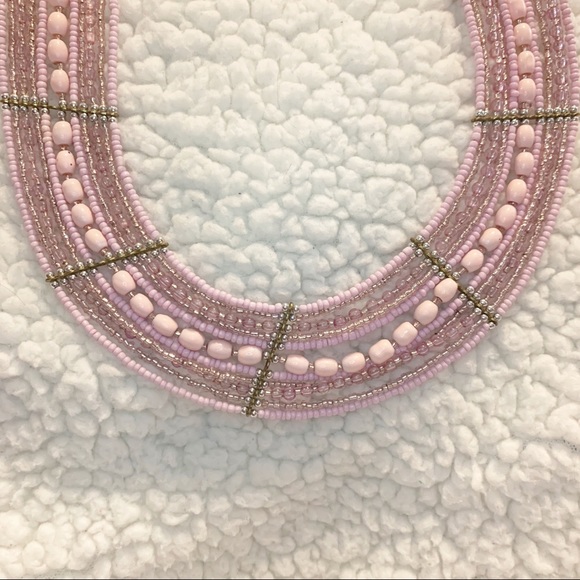Pink multi strand beaded statement necklace - Picture 3 of 7